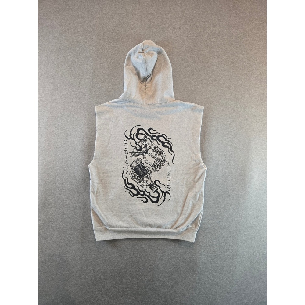 Los Angeles Apparel Sleeveless Hoodie Mens Medium Grey 14 oz Heavyweight Graphic